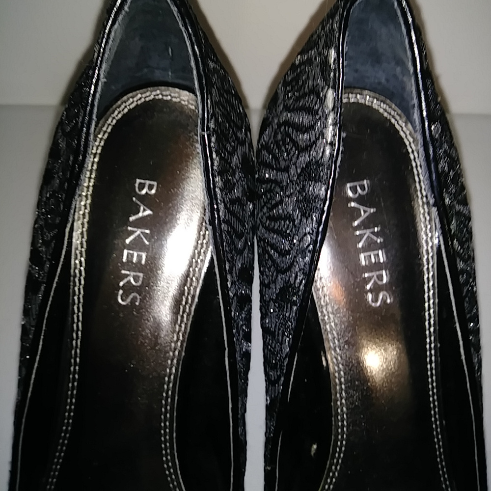 Bakers Multi Sparkle Platform Peep Toe Heels Euc - image 5